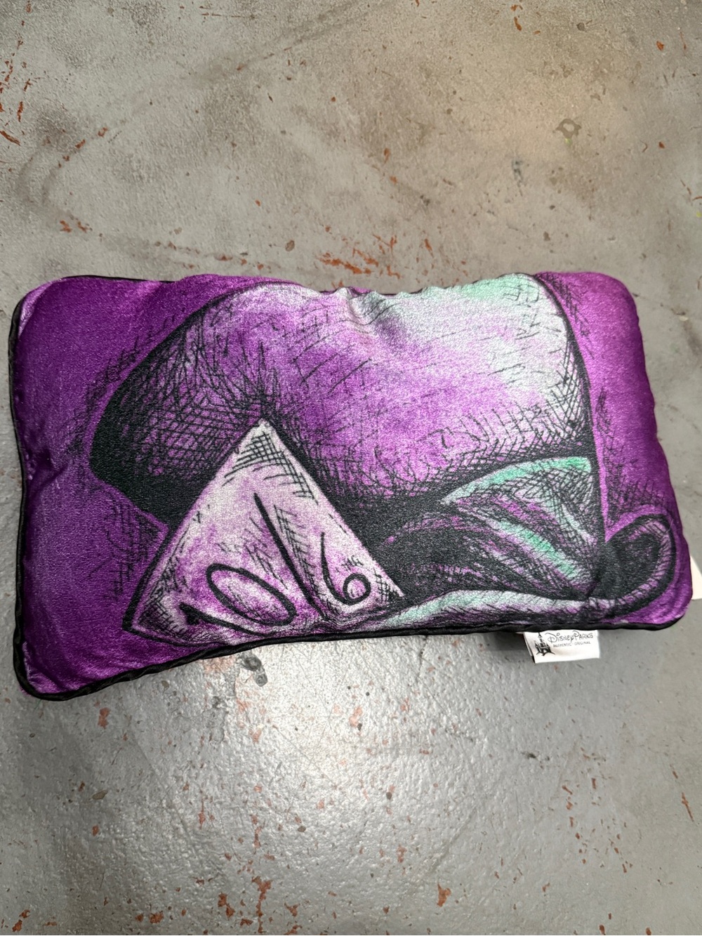 Mad hatter Alice In Wonderland Disney Purple and Teal Illustrated Accent Pillow